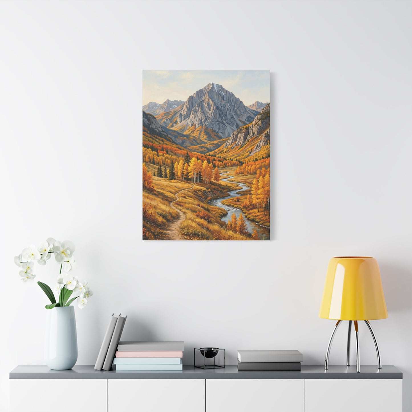 Autumn Aspen River Valley Wall Art & Canvas Print