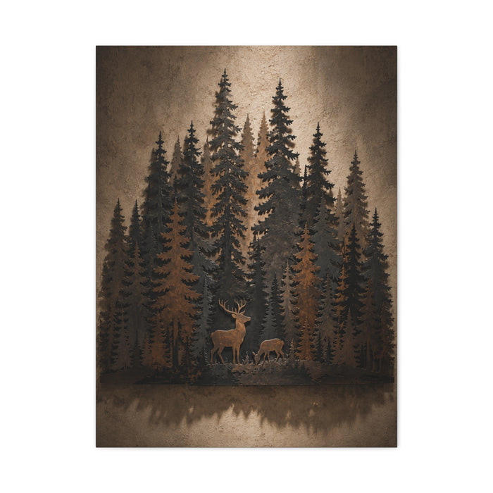 Forest Wildlife Silhouette Scene Trees Wall Art & Canvas Print