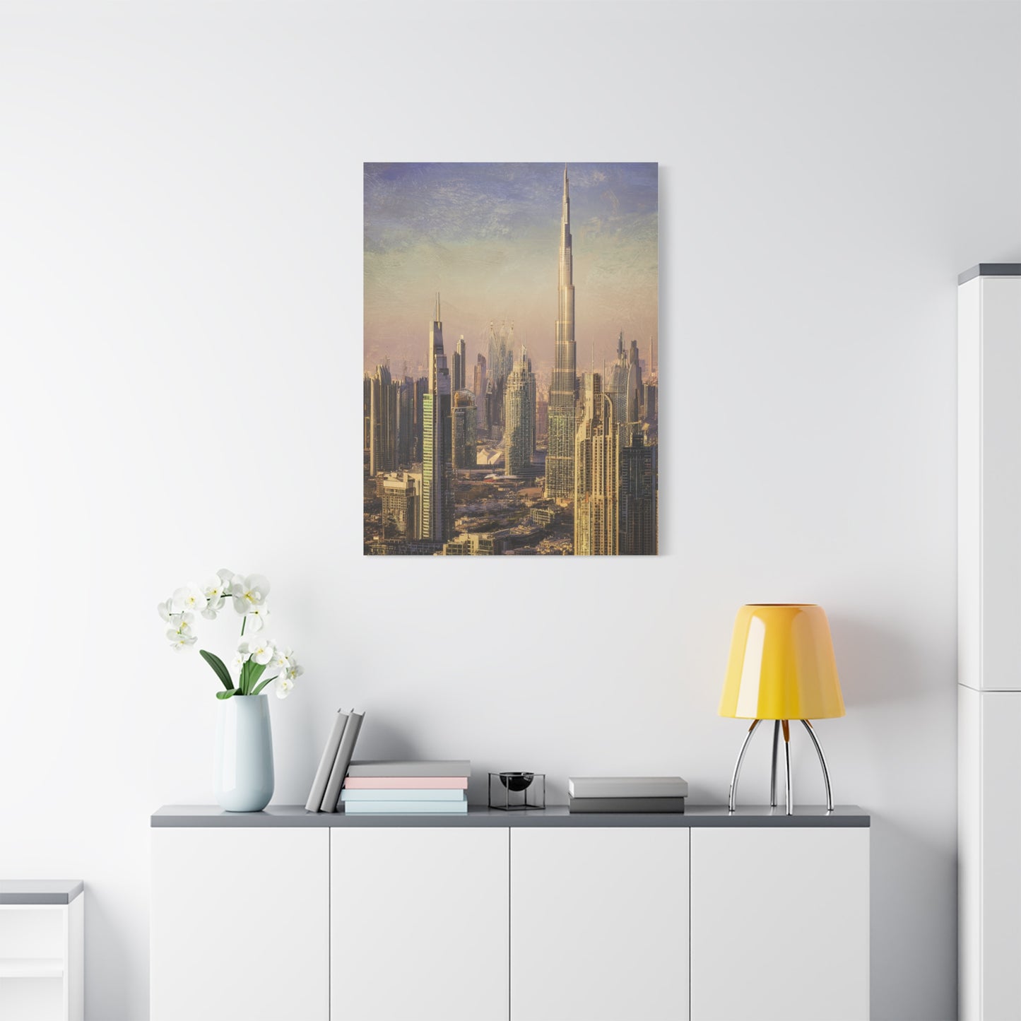 Dubai Skyline Golden Sunset Elegance Wall Art & Canvas Print
