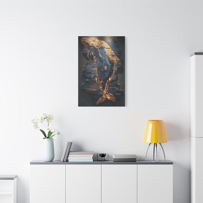 Driftwood Whale Coastal Sculpture Wall Art & Canvas Print
