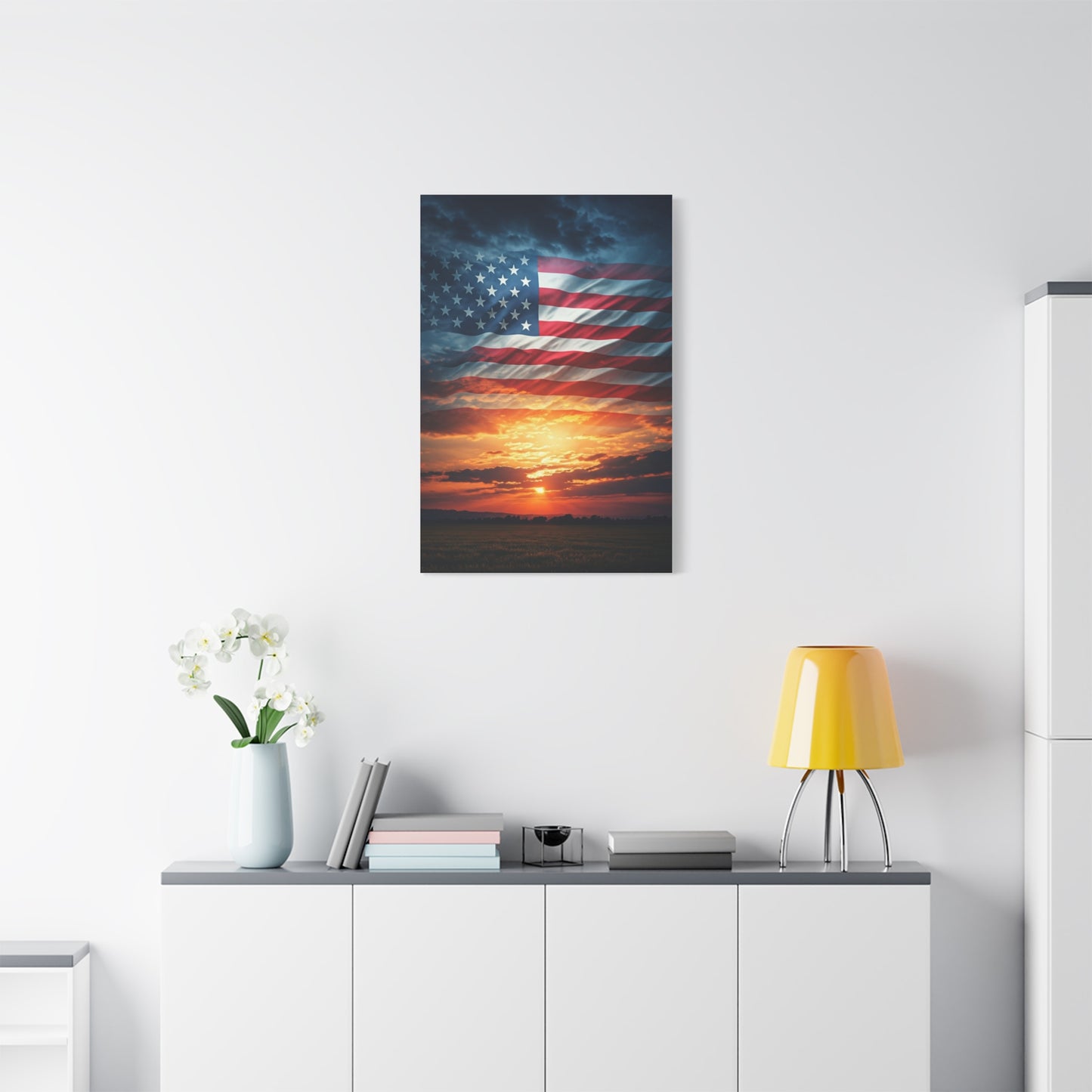 American Flag Sunset Glory Wall Art & Canvas Prints