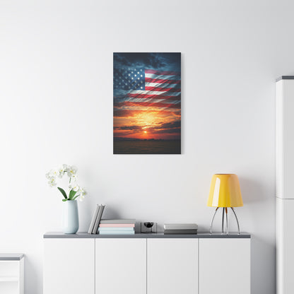American Flag Sunset Glory Wall Art & Canvas Prints