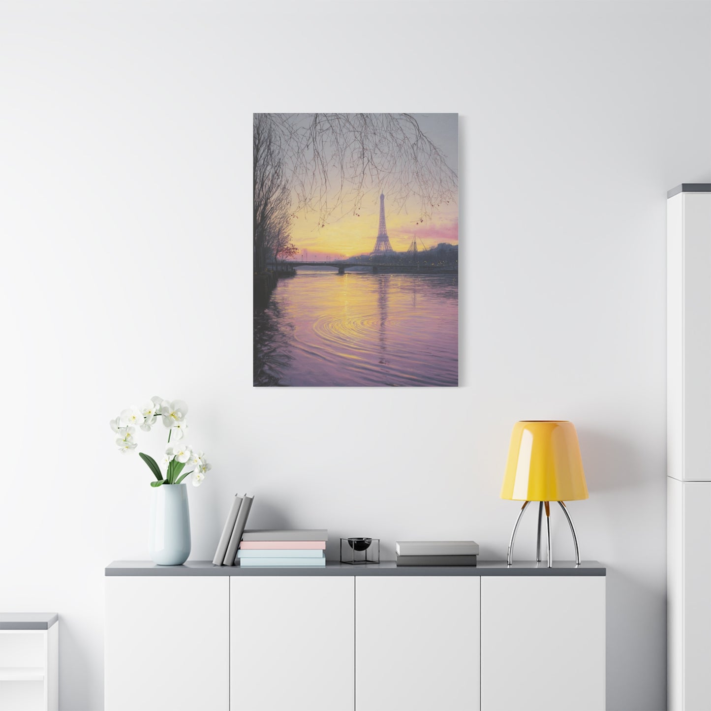Paris Sunrise Eiffel Tower Reflection Wall Art & Canvas Print