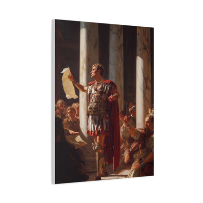 Julius Caesar Proclaiming Authority In The Roman Senate Wall Art & Canvas Print