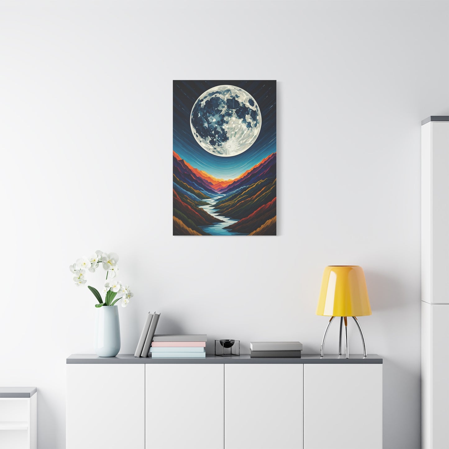 Midnight Moonlit Peaks Wall Art & Canvas Print