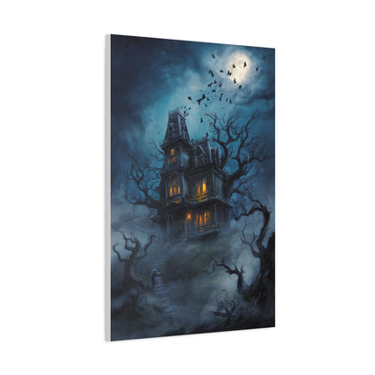 Haunted Victorian House Under the Full Moon Wall Art & Canvas Print