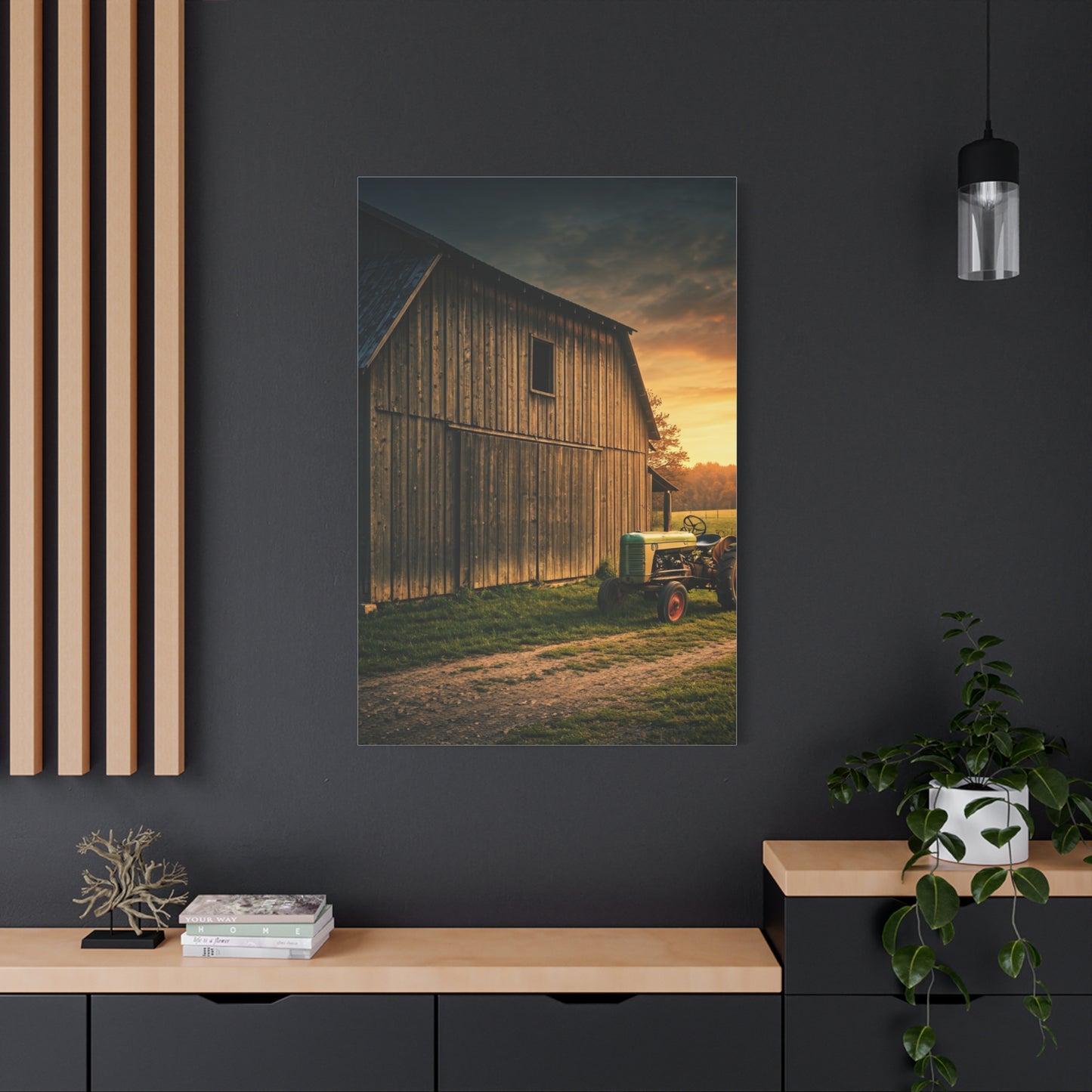 Vintage Tractor by Rustic Barn Wall Art & Canvas Prints