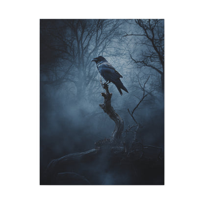 Solitary Raven on Twisted Branch Wall Art & Canvas Print