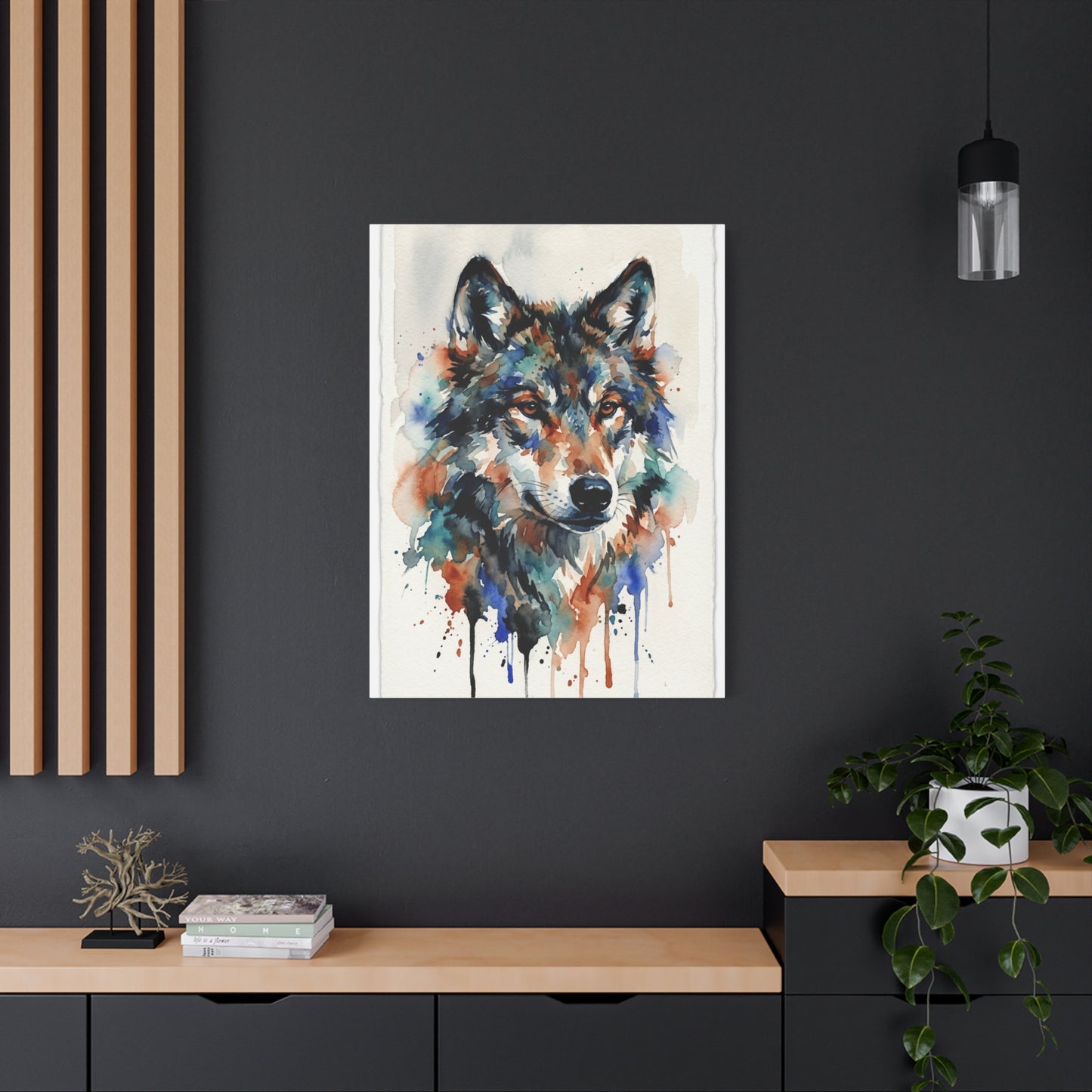 Watercolor Expression Wolf Portrait Abstract Wall Art & Canvas Print