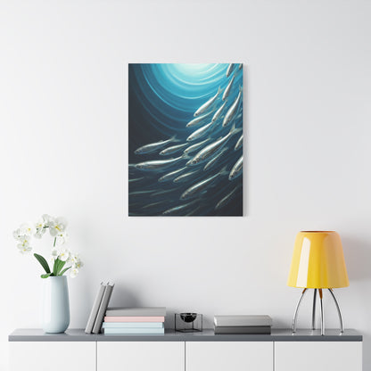 School of Fish in Deep Blue Ocean Wall Art & Canvas Prints