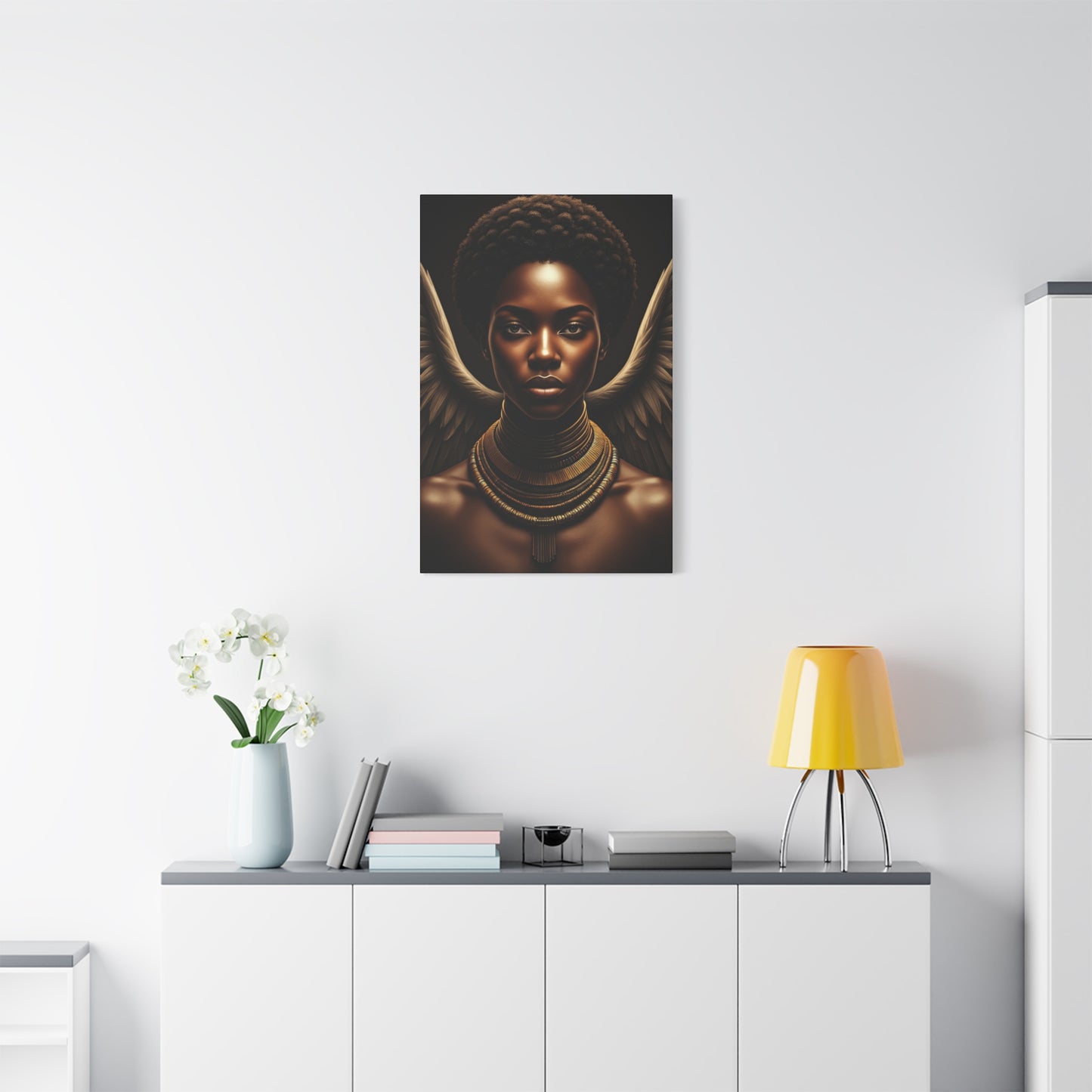 Celestial Queen with Golden Wings Wall Art & Canvas Prints