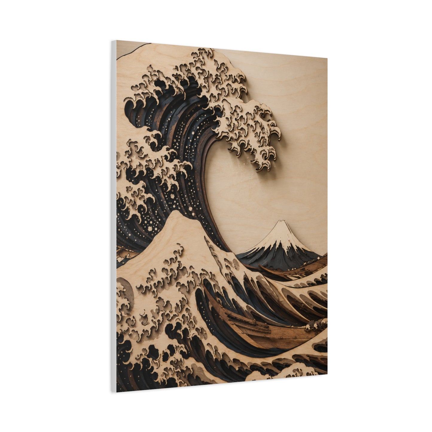 Layered Wood Great Wave Relief Wall Art & Canvas Print