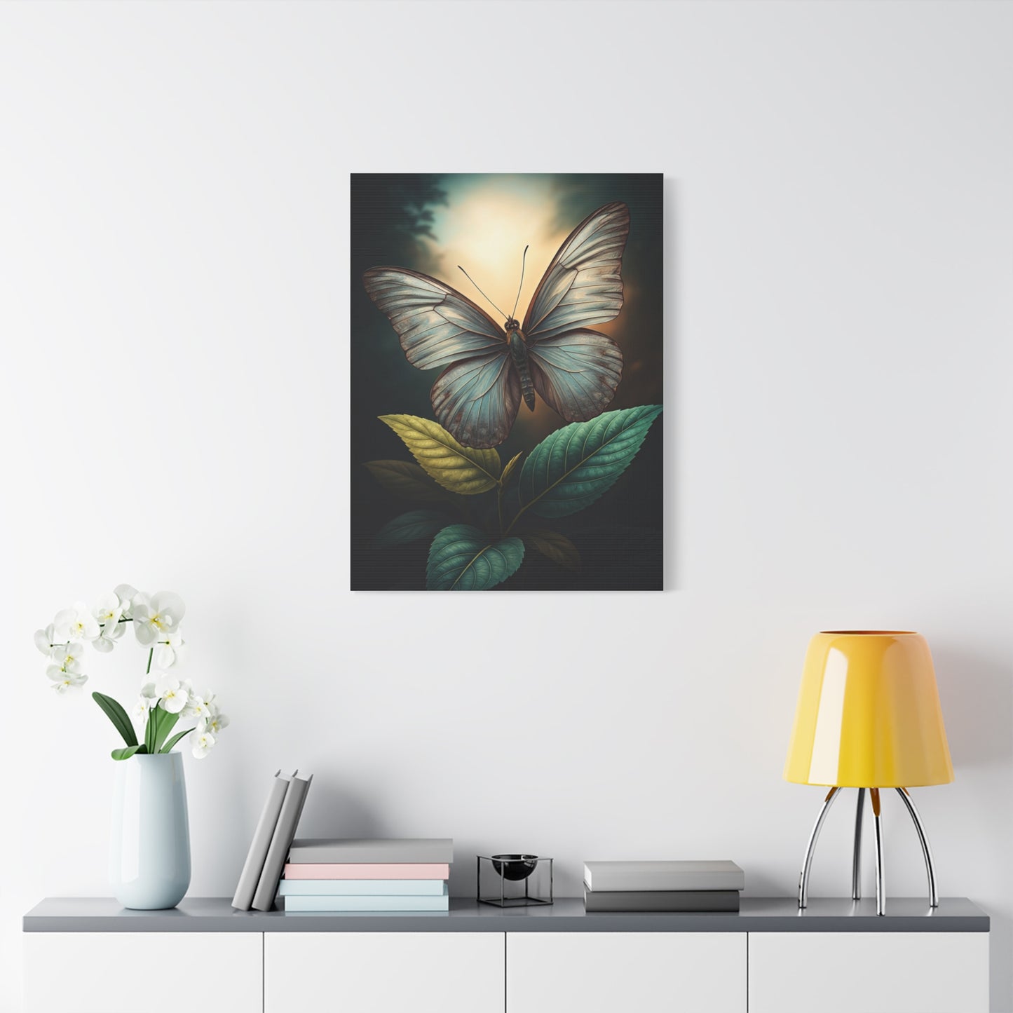 Luminous Pale Wing Butterfly Garden Portrait Wall Art & Canvas Prints