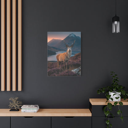 Scottish Highland Sunrise Stag Wall Art & Canvas Print
