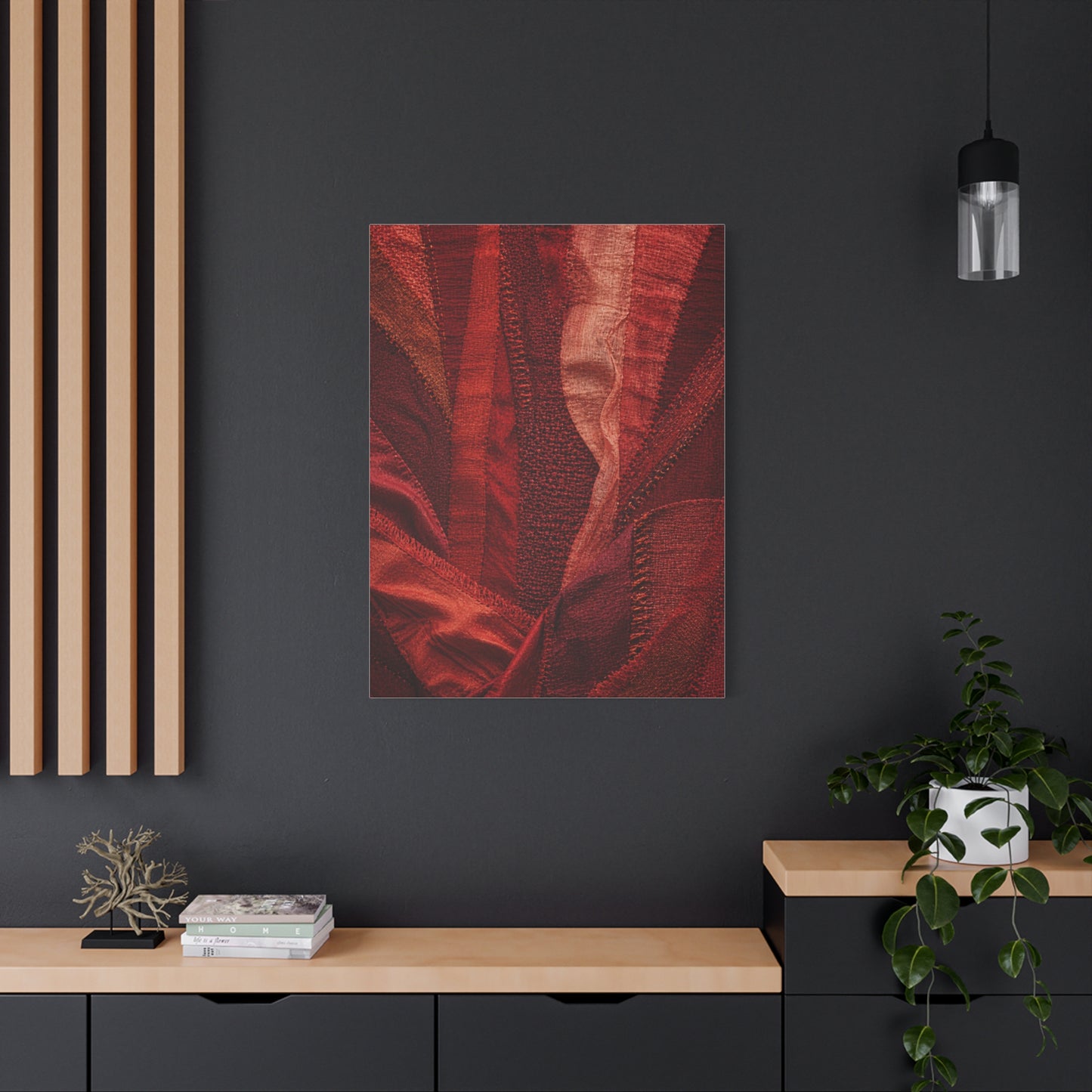 Red Textile Layered Fabric Abstraction Wall Art & Canvas Print