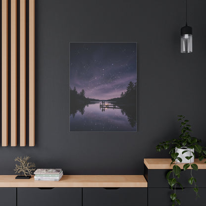 Starlit Reflection Lovers Minimal Scene Wall Art & Canvas Print