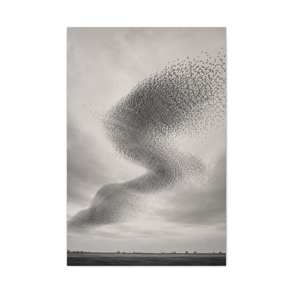 Murmuration Love Formation Monochrome Wall Art & Canvas Print