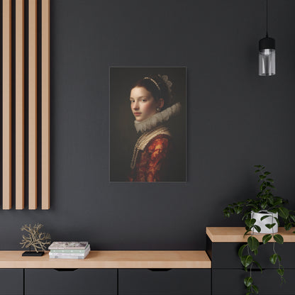 Baroque Noblewoman With Pearls Classical Portrait Wall Art & Canvas Print