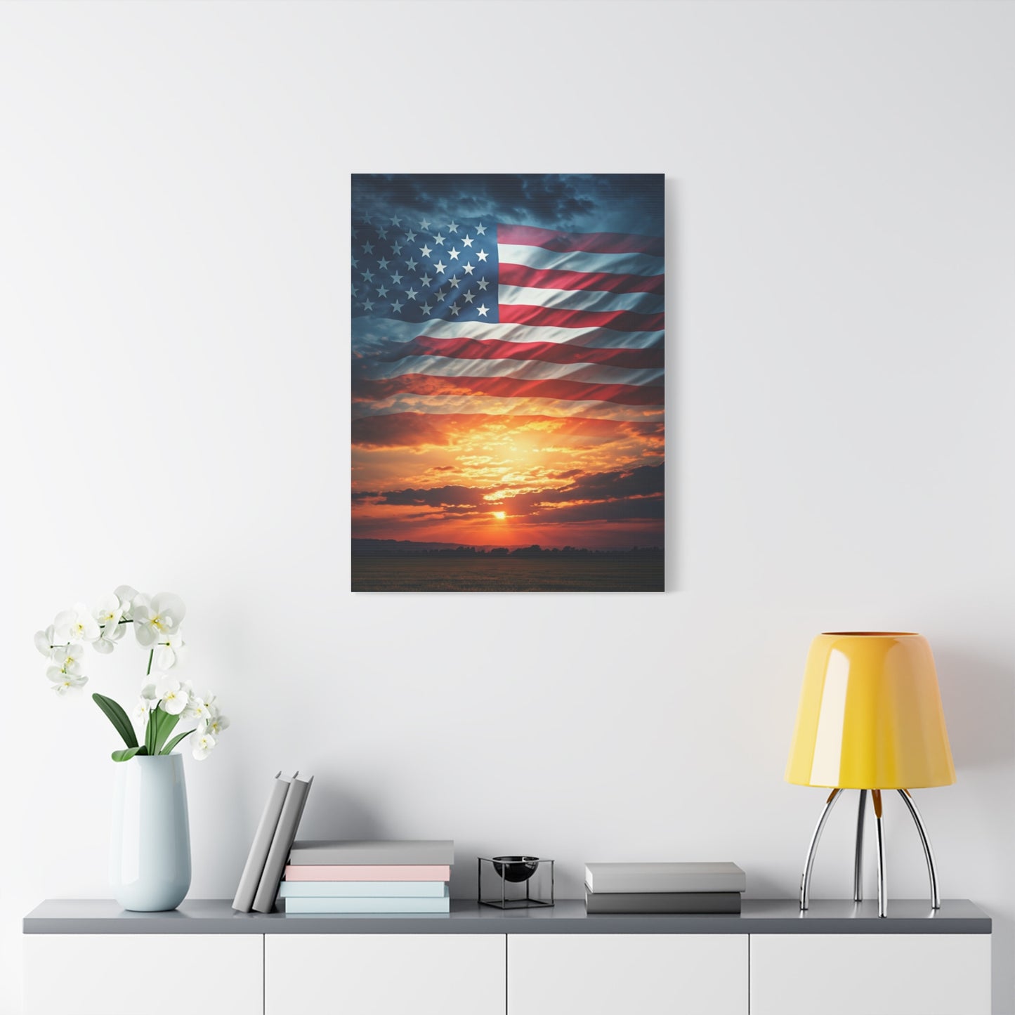 American Flag Sunset Glory Wall Art & Canvas Prints