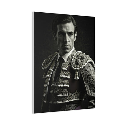 Stoic Warrior in Armor Black & White Wall Art & Canvas Prints