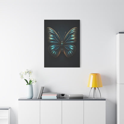 Midnight Blue Butterfly Symmetry Portrait Wall Art & Canvas Prints