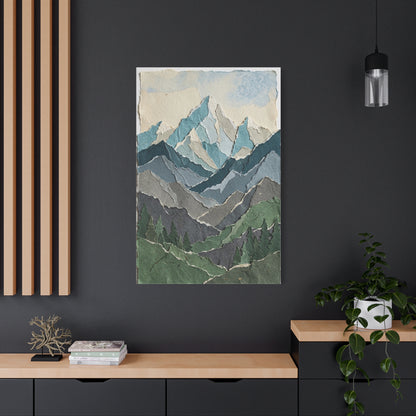Hand-Torn Paper Collage Mountain Range Wall Art & Canvas Print