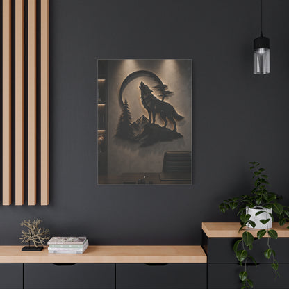 Minimal Howling Wolf Moon Relief Panel Wall Art & Canvas Print