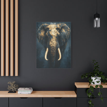 Black and Gold Regal Elephant Portrait Wall Art & Canvas Print