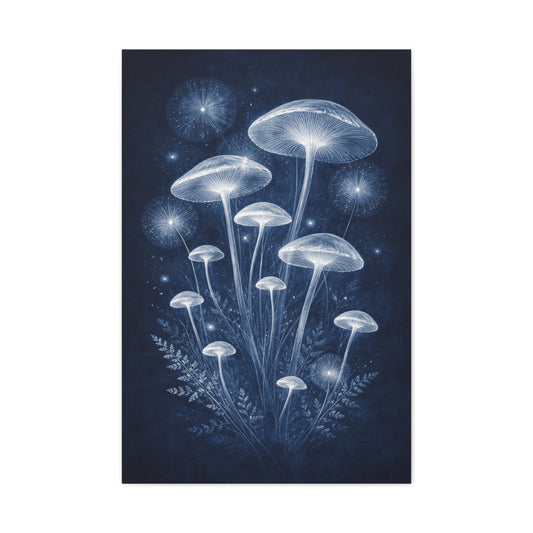 Luminous Blue Herbarium Cyanotype Wall Art & Canvas Print
