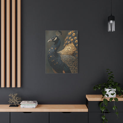 Black and Gold Peacock Elegance Wall Art & Canvas Print