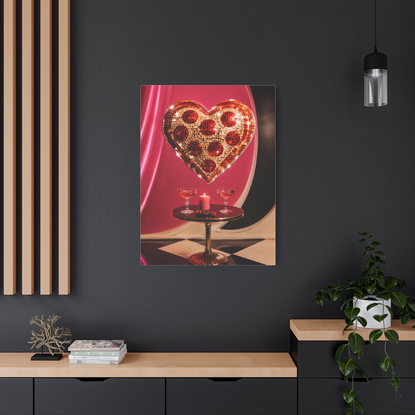 Disco Heart Cocktail Romance Scene Wall Art & Canvas Print