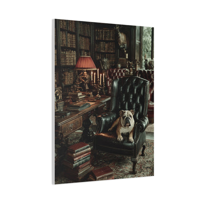 English Bulldog Gentleman’s Library Wall Art & Canvas Print