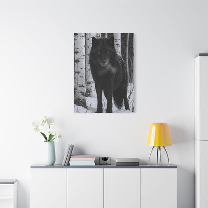 Midnight Black Wolf Aspen Forest Portrait Wall Art & Canvas Print