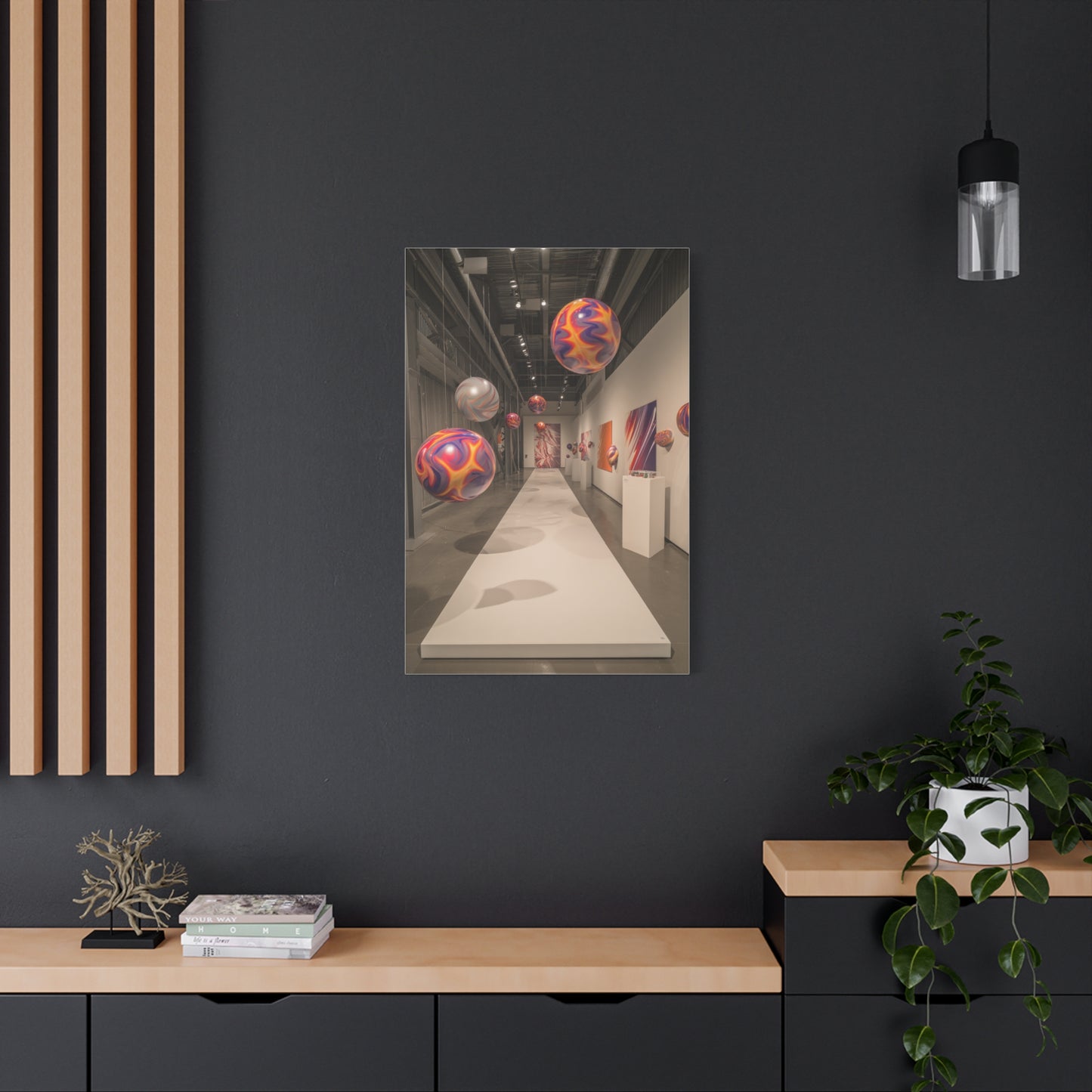 Floating Color Sphere Gallery Installation Wall Art & Canvas Print