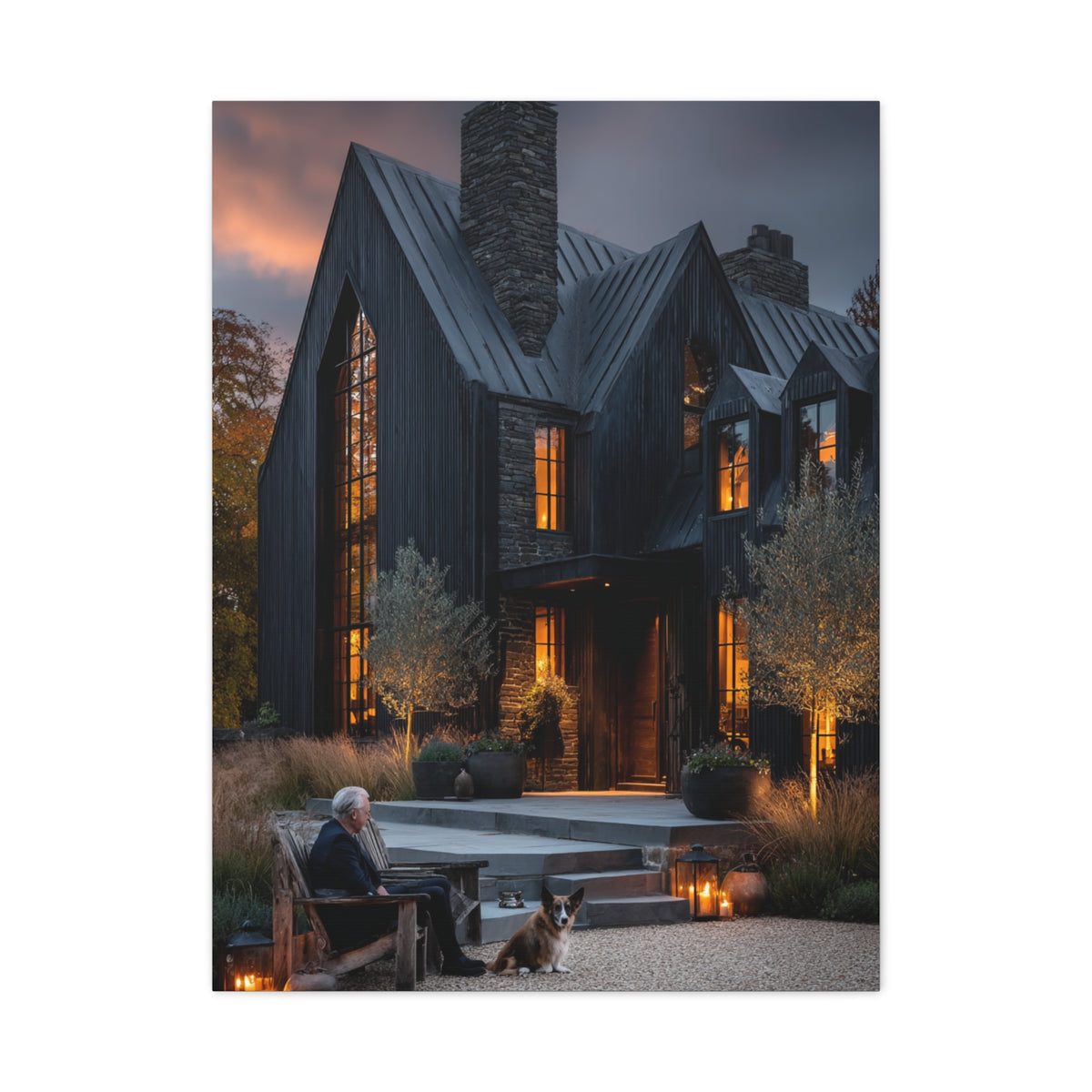 Lavish Black Farmhouse Courtyard Wall Art & Canvas Print