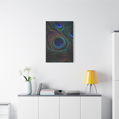 Macro Iridescent Peacock Feather Wall Art & Canvas Print