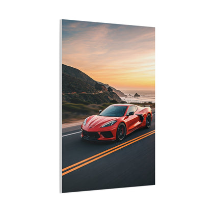 Chevrolet Corvette C8 Sunset Cliffside Drive Wall Art & Canvas Prints