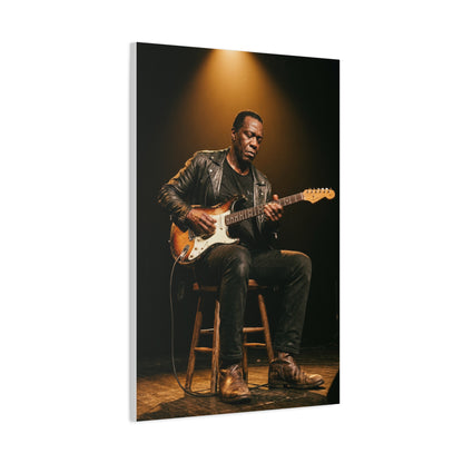 Blues Guitarist Intimate Spotlight Wall Art & Canvas Print