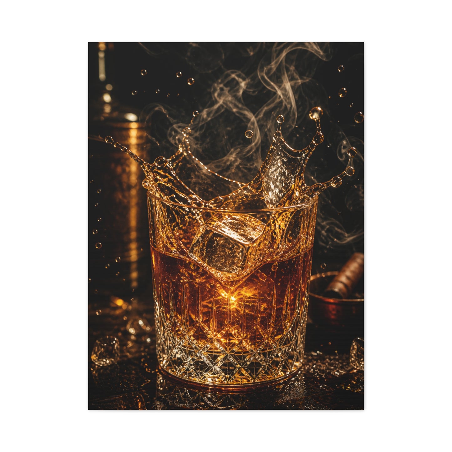 Whiskey Splash Crystal Tumbler Wall Art & Canvas Print