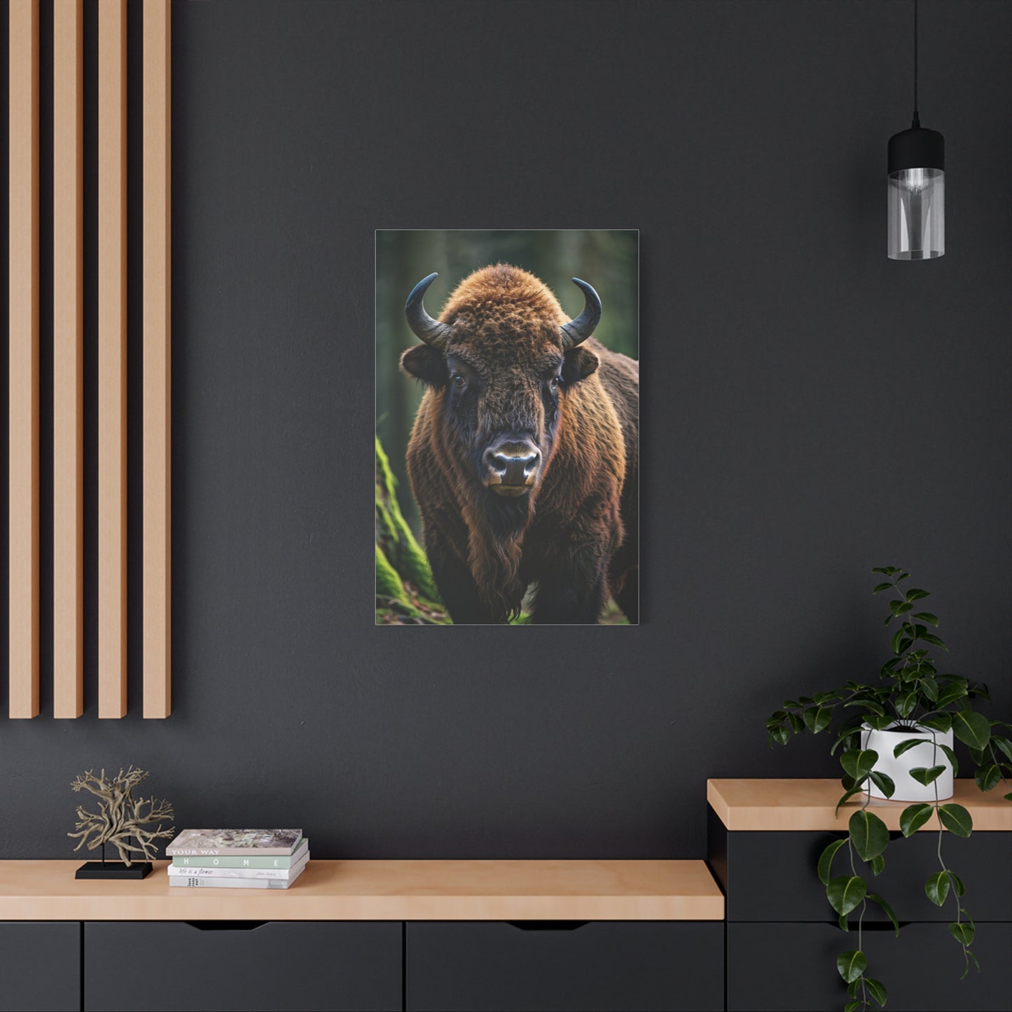 American Bison in Prairie Grass Portrait Wall Art & Canvas Print