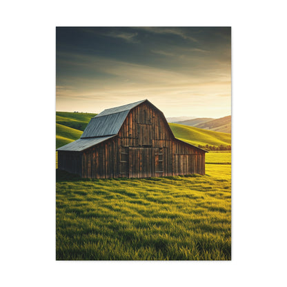 Sunlit Meadow Barn Landscape Wall Art & Canvas Prints