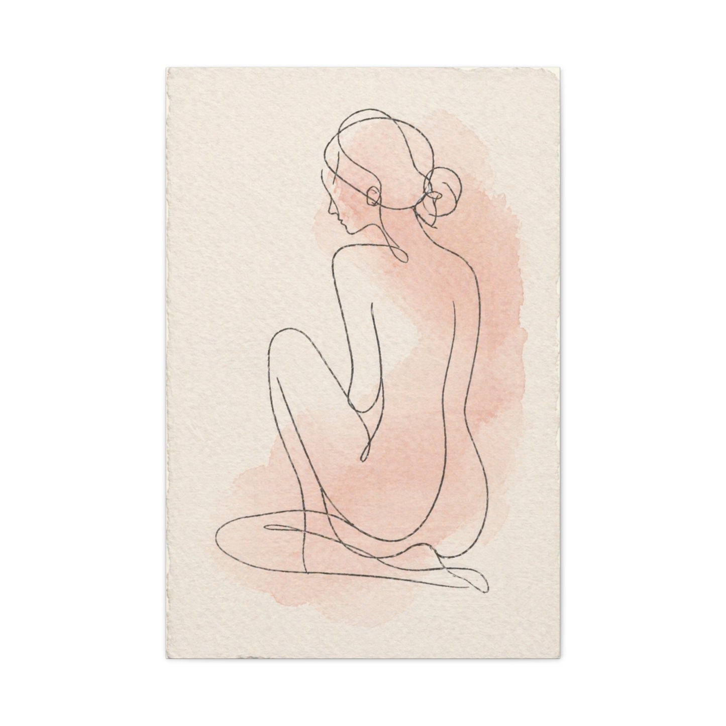 Minimal Blush Line Figure Wall Art & Canvas Print