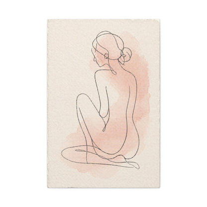 Minimal Blush Line Figure Wall Art & Canvas Print