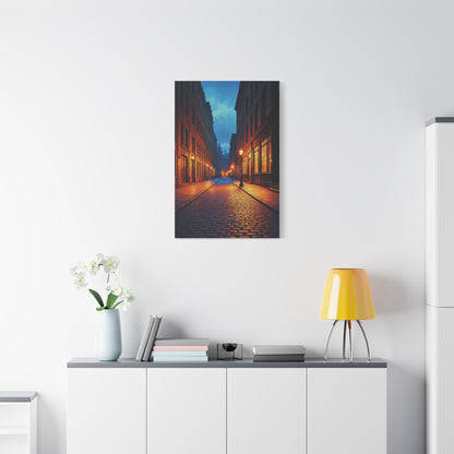 Twilight Cobblestone Street Wall Art & Canvas Prints