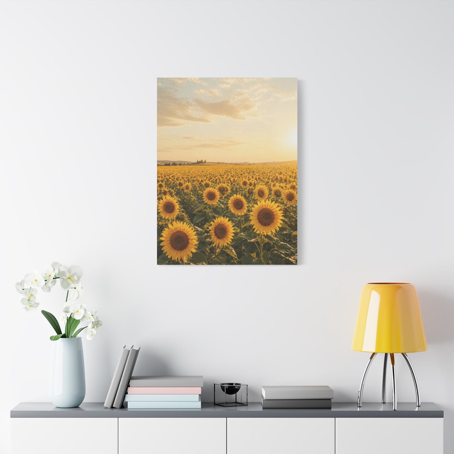 Golden Sunflower Field Horizon Landscape Wall Art & Canvas Print