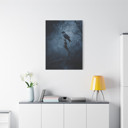 Solitary Raven on Twisted Branch Wall Art & Canvas Print