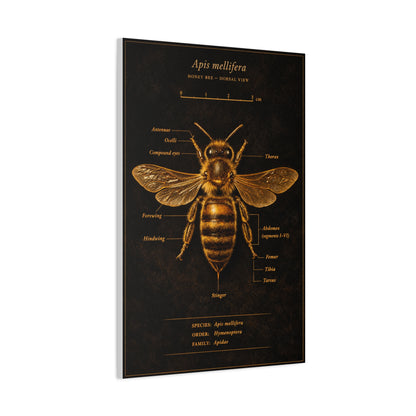 Gold Bee Entomology Study Wall Art & Canvas Print