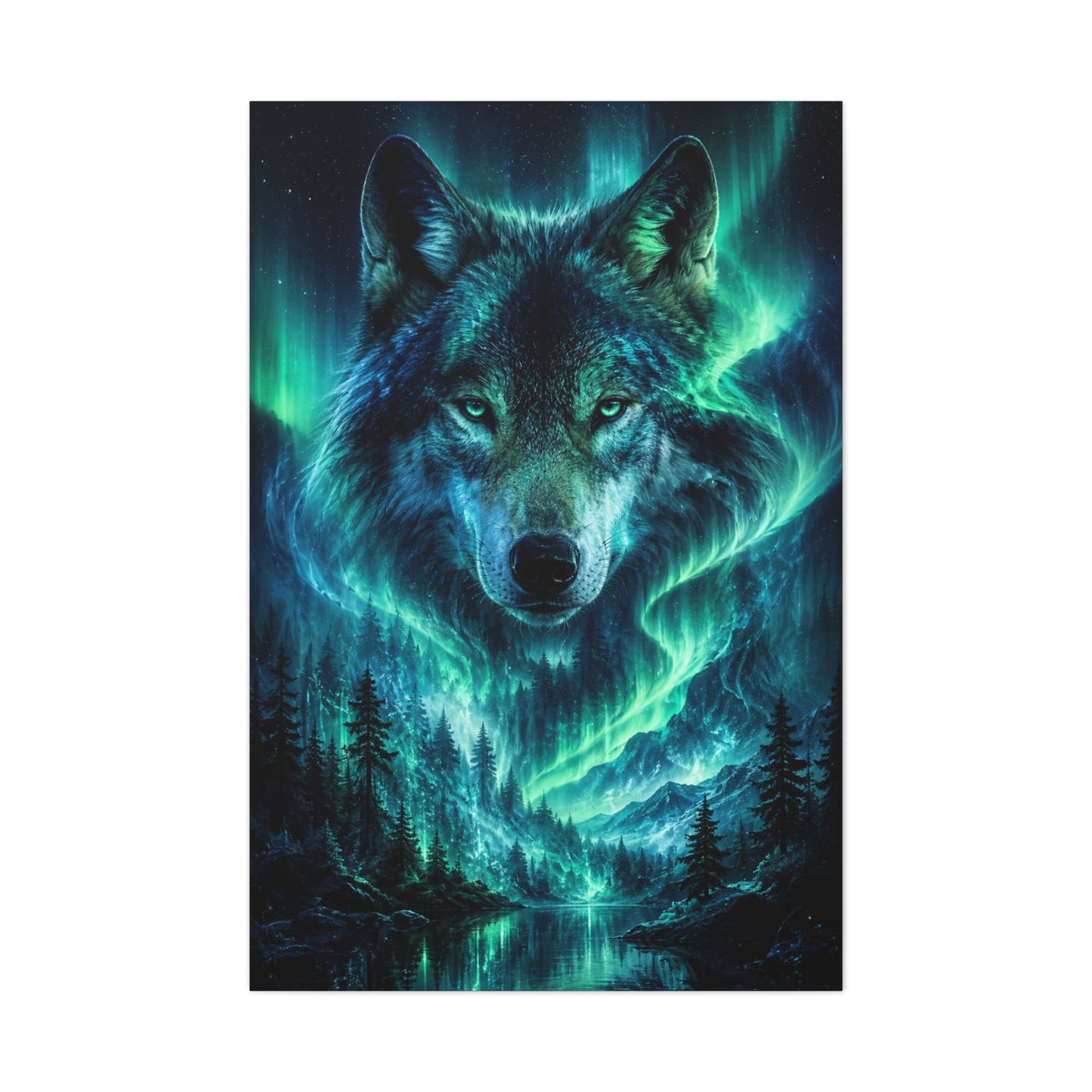 Aurora Spirit Wolf Cosmic Landscape Wall Art & Canvas Print
