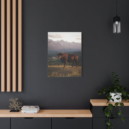Mountain Ridge Bull Landscape Wall Art & Canvas Print