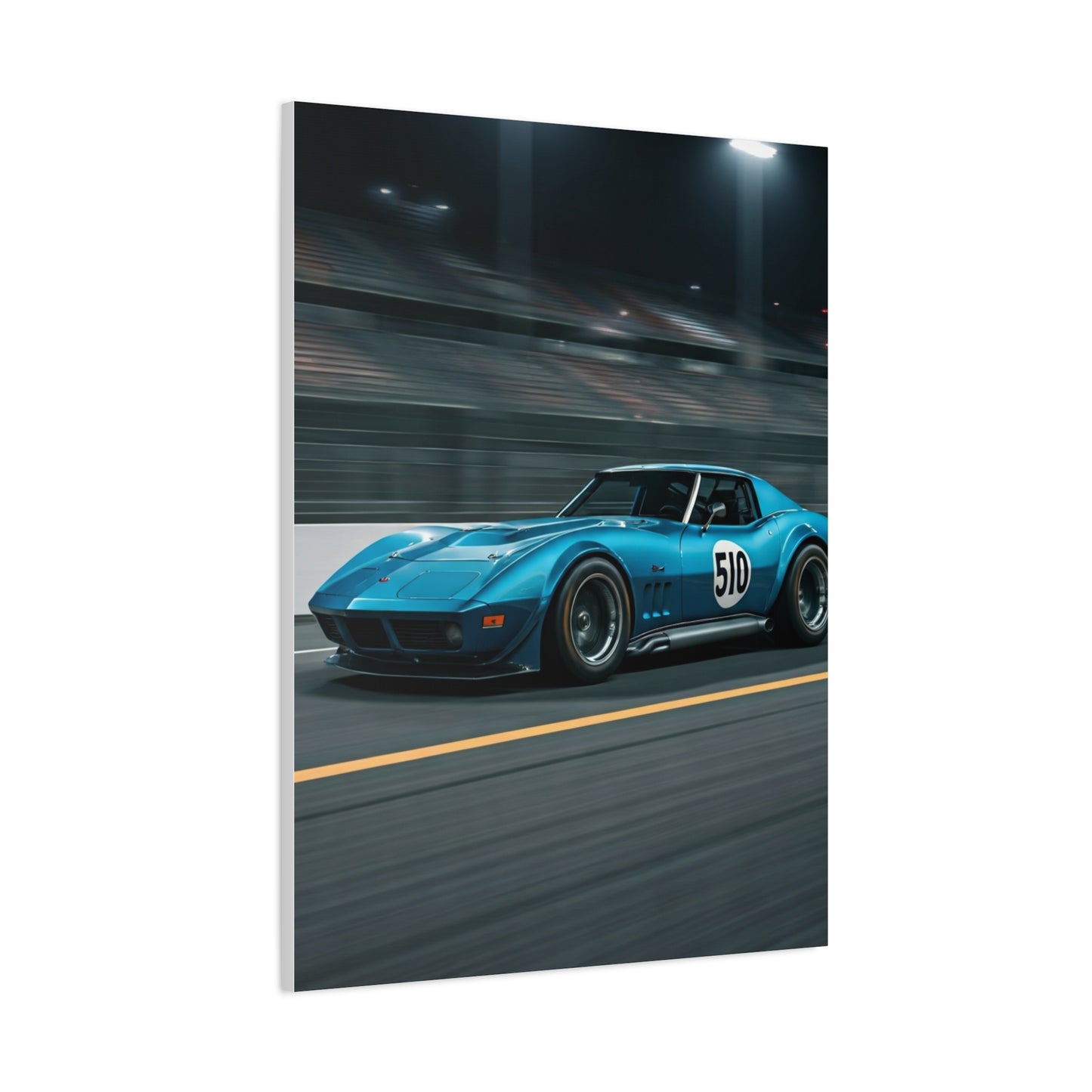 1970 Chevrolet Corvette C3 Pit Lane Under Lights Wall Art & Canvas Prints